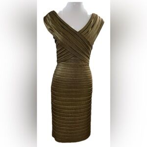 CACHÉ  BRONZE GOLD BODYCON COCKTAIL DRESS  SIZE: 2 – PARTY READY